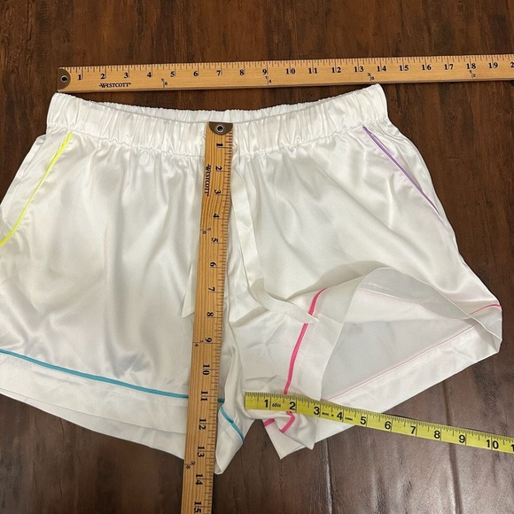 NWT GENERATION LOVE Kim Pajama Shorts Set in White Rainbow - Picture 10 of 16